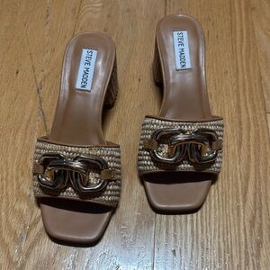 Steve Madden Tan Mules with Suede Finish